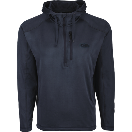 MST Breathelite Quarter Zip Hoodie: Ultralight insulation and moisture management in a stylish hoodie design. Four-way stretch polyester micro-fleece with soft hood for added warmth on cool days. Raglan sleeves for improved range of motion. Vertical zippered chest pocket.