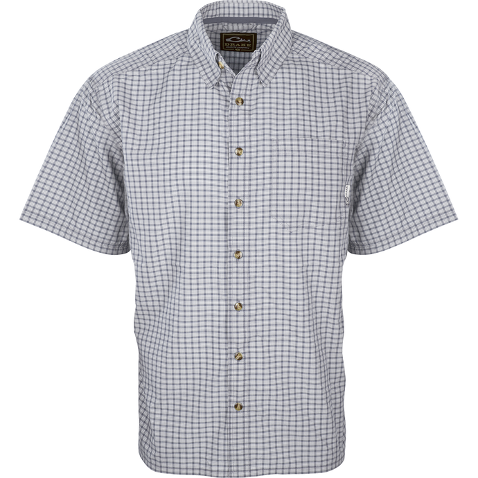 Featherlite Check Shirt: Lightweight, breathable shirt with hidden button downs and a left chest pocket. Perfect for hot summer days.