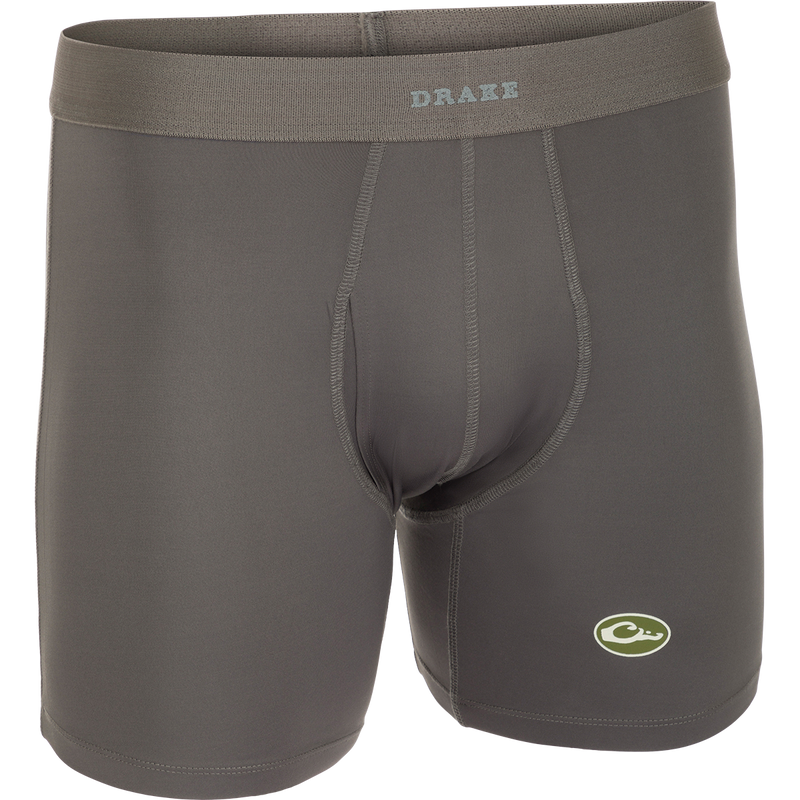 A close-up of the Commando Boxer Brief, a comfortable and stretchy undergarment with moisture-wicking technology and a functional fly.