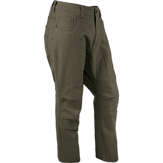 Stretch Canvas Pants, a rugged five-pocket silhouette with stretch fabric for ease of movement and reinforced leg cuffs for durability.