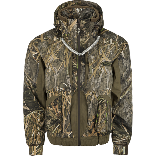 A versatile camouflage jacket with a removable liner for all weather conditions. Stay warm, dry, and comfortable during your hunting adventures with this LST Youth Reflex 3-in-1 Plus 2 Jacket from Drake Waterfowl.