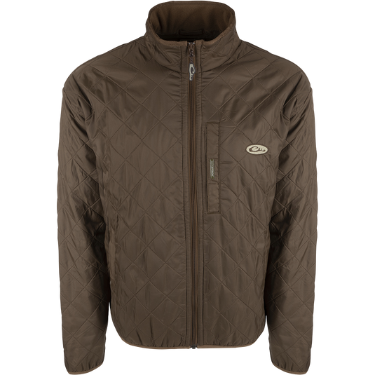 A Delta Fleece-Lined Quilted Jacket with vertical Magnattach™ pocket and fleece-lined slash pockets. Classic styling meets innovation in this comfortable, lightweight jacket from Drake Waterfowl. Ideal for casual or field use.