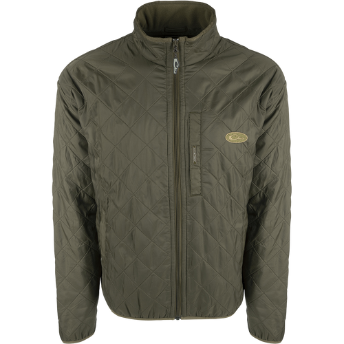 A Delta Fleece-Lined Quilted Jacket with quilted design and micro-fleece lining. Features Magnattach™ pocket and slash pockets with fleece lining. Perfect for casual or field wear.