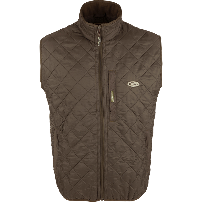 Delta Quilted Fleece Lined Vest: A stylish outerwear with a quilted design and micro-fleece lining for enhanced warmth. Features a Magnattach™ pocket on the left chest and two lower slash pockets with fleece linings. 
