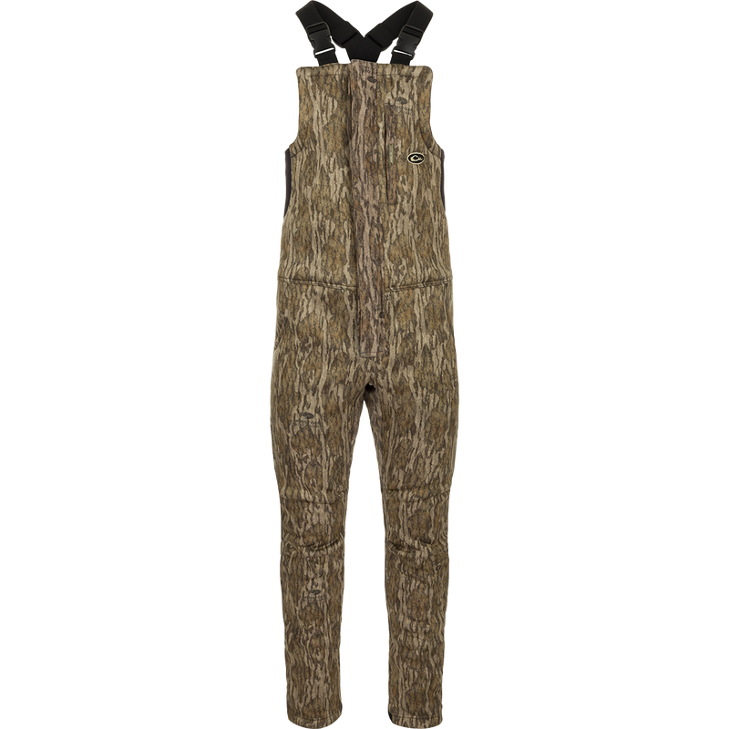 MST Ultimate Wader Bib: Brown overalls with straps, Sherpa-lined pockets, 4-way stretch, gusseted crotch, articulated knees, zippered security pockets.