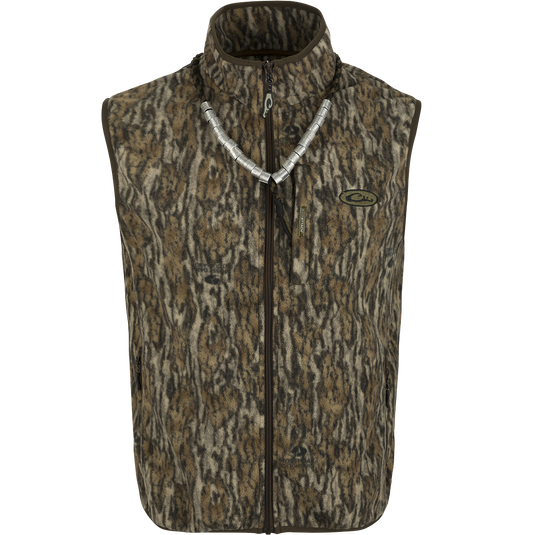 MST Camo Camp Fleece Vest, a lightweight poly-fleece layering piece for Spring or Fall outfits. Features anti-pill treatment, moisture-wicking, Magnattach™ pocket, and zippered hand warmer pockets.
