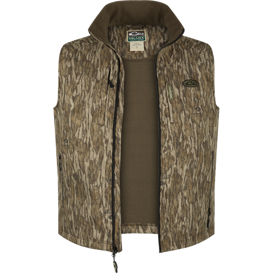 MST Windproof Softshell Vest with camouflage pattern, zippered pockets, and drawcord waist for a customizable fit. Expert-level functionality and superior comfort.
