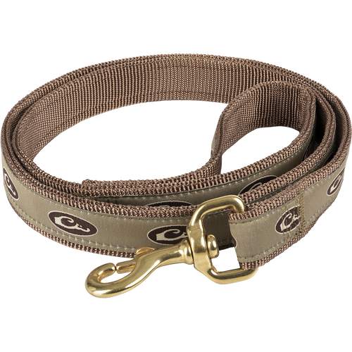 A durable 4-foot nylon webbing dog leash with a heavy-duty brass clip for attaching to your dog's collar.