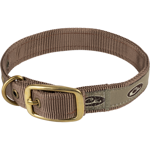 Team Dog Collar: Heavy-duty nylon webbing and brass hardware for a custom fit. Perfect for big game hunting, waterfowl hunting, turkey hunting, and fishing.