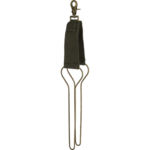 A close-up of McAlister Game Bird Totes lanyard with solid metal hardware and a brass clip.