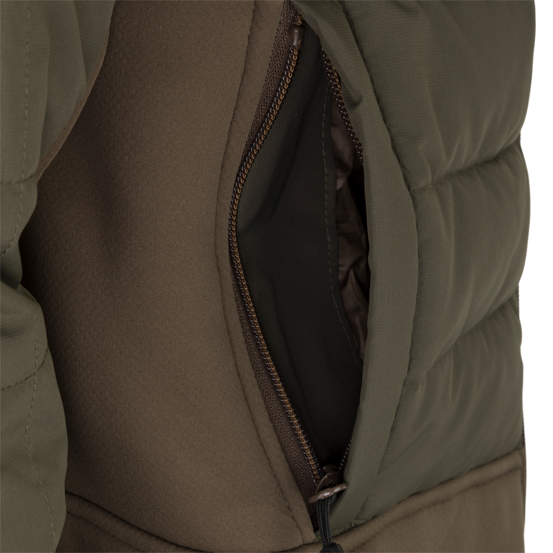 McAlister G3 Flex 3-in-1 Waterfowler's Jacket - Close-up of versatile jacket with zipper and insulated liner.