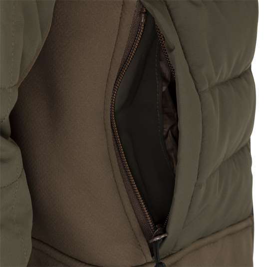 McAlister G3 Flex 3-in-1 Waterfowler's Jacket - Close-up of versatile jacket with zipper and insulated liner.