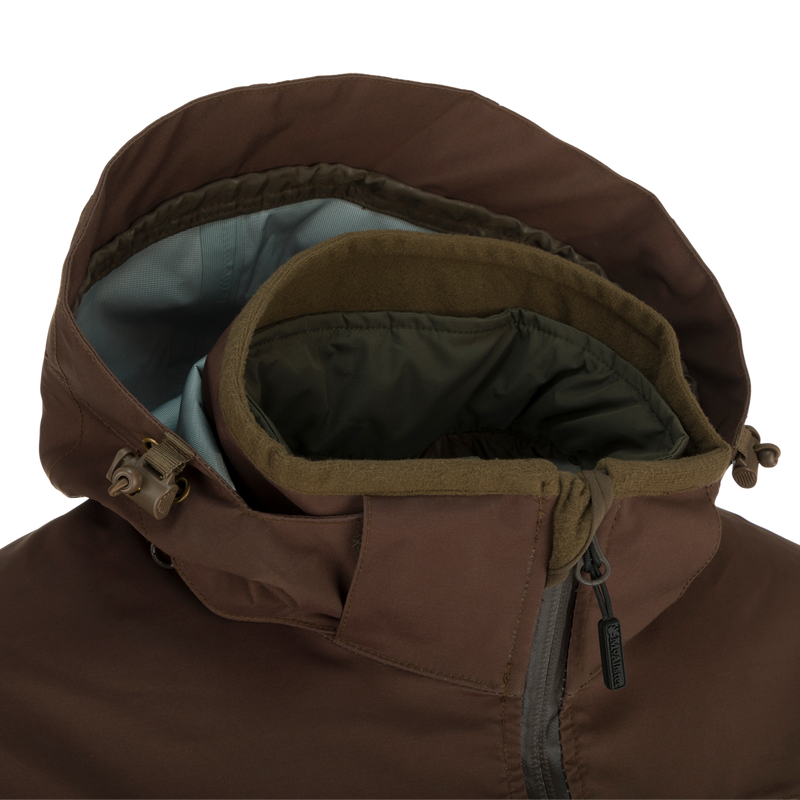 McAlister G3 Flex 3-in-1 Waterfowler's Jacket: Versatile brown jacket with zipper, perfect for hunting in various weather conditions.