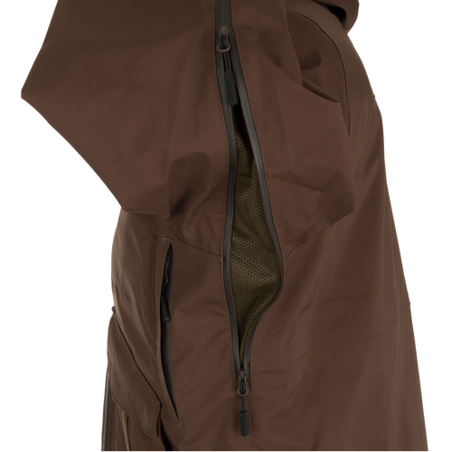 McAlister G3 Flex 3-in-1 Waterfowler's Jacket: Versatile brown jacket with zipper, perfect for hunting in various weather conditions.