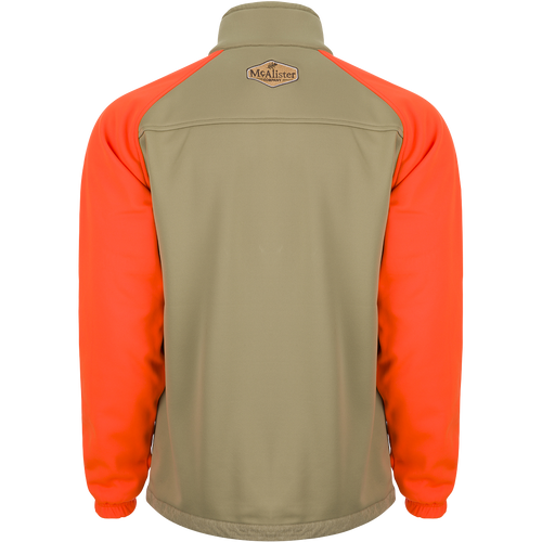 McAlister MST Endurance 1/4 Zip Upland Shirt: A high-gauge, breathable shirt with hi-vis Blaze Orange shoulders and sleeves. Features raglan sleeves, zippered pockets, adjustable drawcord waist, and improved elastic cuffs.