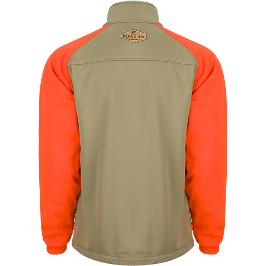 McAlister MST Endurance 1/4 Zip Upland Shirt: A high-gauge, breathable shirt with hi-vis Blaze Orange shoulders and sleeves. Features raglan sleeves, zippered pockets, adjustable drawcord waist, and improved elastic cuffs.