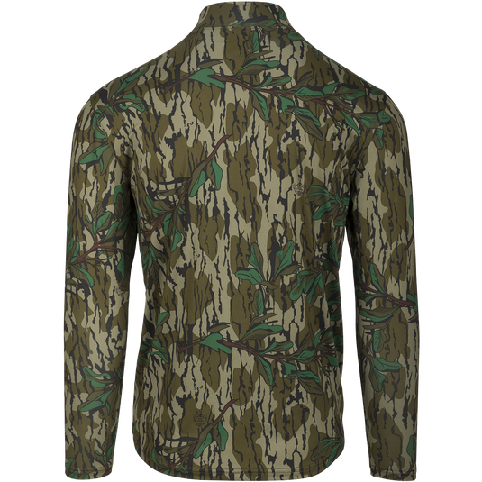 A performance fabric shirt for hot-weather turkey hunting. Moisture-wicking, ultralight, and quick-drying. 92% polyester / 8% spandex.