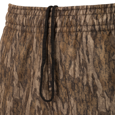 Close-up of Drake Under-Wader Jogger featuring tapered legs and elastic waist with drawcord, designed for comfort under waders or casual lounging.
