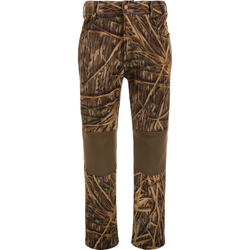 Endurance Jean Cut Wader Pant in camouflage with reinforced knees, featuring adjustable waist, front and rear pockets, and Agion Active X2® technology for scent control.