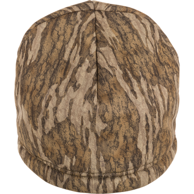 Close-up of The Waterfowl Company Softshell Sherpa Beanie, showcasing its 100% polyester fabric and warm Sherpa fleece lining, ideal for outdoor activities.