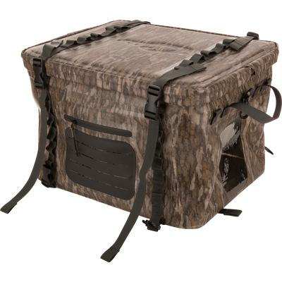 HND Carry All Collapsible Storage Bag with camo pattern, quick-release buckles, adjustable straps, and see-through window for versatile outdoor gear transport.
