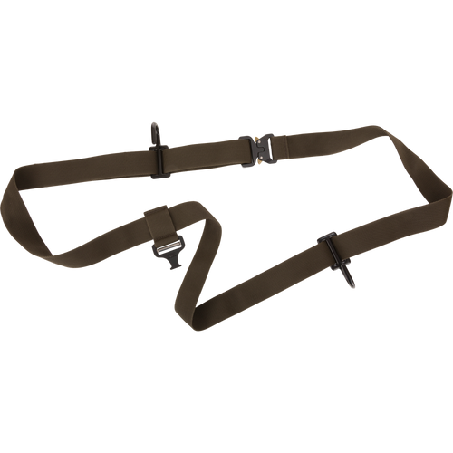 Tree Hugger Shoulder Bag with adjustable two-point sling, featuring snap-hook ends and a quick-release buckle, designed for outdoor adventures and hunting essentials storage.