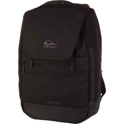 CommandXT Quick Load Pack with padded handle, front zippered pocket, water-resistant bottom panel, and DRAKE logo, designed for durability and all-weather performance.