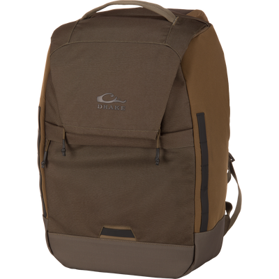 CommandXT Quick Load Pack with front flap pocket, top carry handle, and visible Drake logo, showcasing rugged design for durable, organized all-weather performance.