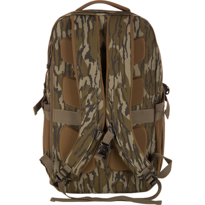 Campus Backpack rear view with padded back, adjustable shoulder straps, MOLLE webbing, and carry handle, highlighting its durable, versatile design for outdoor and everyday use.