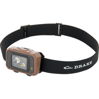 Lumen Headlamp EVO350 with adjustable elastic strap, featuring dual LED emitters, ideal for hands-free lighting in hunting and outdoor activities.