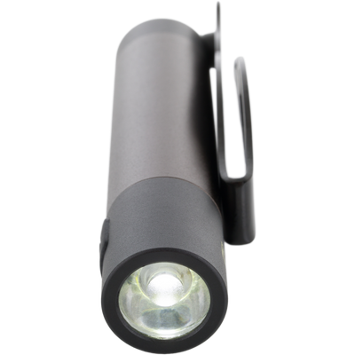 Cap Light: A compact metal LED flashlight with a 360° pivoting clip, ideal for hands-free lighting in hunting or outdoor activities.