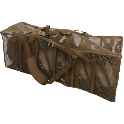 Floater Series Decoy Bag with vinyl-coated mesh and zippered lid for secure, waterproof storage of decoy floaters. Designed for easy carrying with polypropylene straps.
