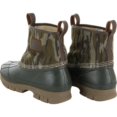 RTL - Throwback 80 Waxed Canvas Slip On Duck Boot featuring waterproof rubber lower, camouflage canvas upper, leather lining, and deep-tread soles for rugged outdoor performance.