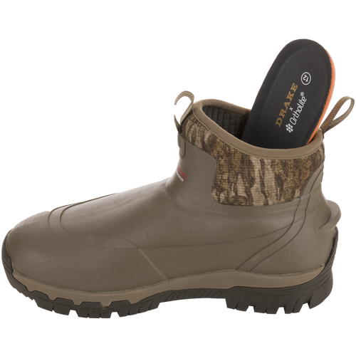 BMF1600 17 Rubber Boot with Primaloft Insulation, featuring a camo-patterned collar, lugged sole, and removable Drake × OrthoLite insole for comfort.