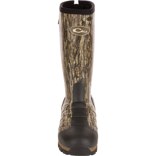 EST Uninsulated 16 Hybrid Mudder Boot 3.0 in bark-camouflage pattern for hunting, featuring lugged outsole, gusseted shaft, and fleece lining for comfort and durability.
