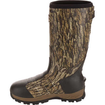 EST Uninsulated 16 Hybrid Mudder Boot 3.0, side profile, showcasing camouflage print, rugged treaded sole, and gusseted back for a customizable fit.