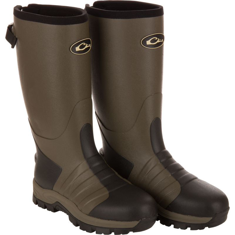 EST Uninsulated 16 Hybrid Mudder Boot 3.0, tall waterproof boots with durable rubber-neoprene construction, lugged outsole, gusseted back, and fleece lining for comfort and flexibility.