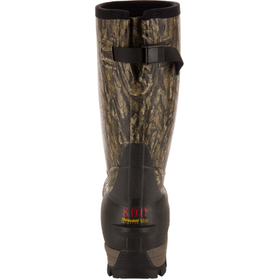 MST 16 Hybrid Mudder Boot 3.0, camo-patterned with adjustable strap, features 800g Thinsulate insulation for warmth, ideal for rugged, cold-weather terrain.
