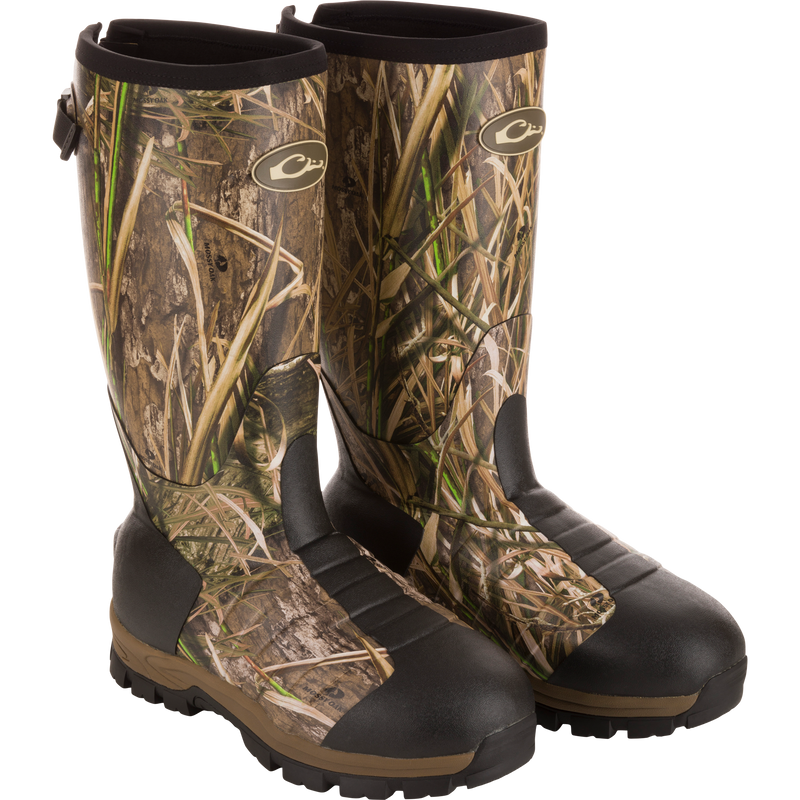 MST 16 Hybrid Mudder Boot 3.0, featuring camouflage-grass print, reinforced toe caps, rugged lug soles, 6mm neoprene, and 3M Thinsulate™ insulation for outdoor adventures.