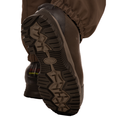 Close-up of the Guardian Elite Hybrid Insulated Front Zip Wader, showcasing the longer TiZIP® zipper and reinforced seams for superior waterproof performance.