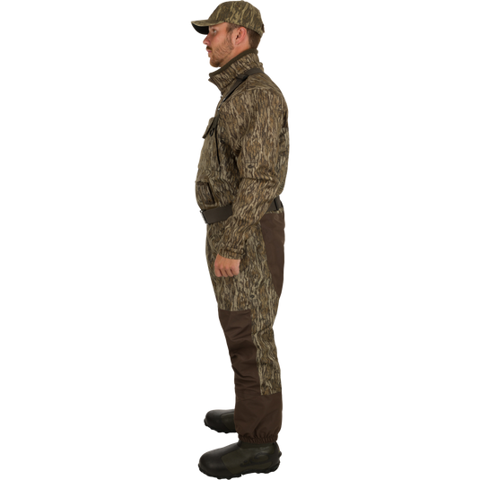 Uninsulated Guardian Elite Vanguard Breathable Waders: A man wearing the waders turned to the side.