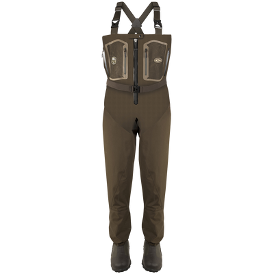 Guardian Elite Front Zip Insulated Wader with sewn-in liner, featuring durable TIZIP® MasterSeal 10 zipper, reinforced seams, and Thinsulate Buckshot Mudder Boots. Ideal for hunting and fishing.