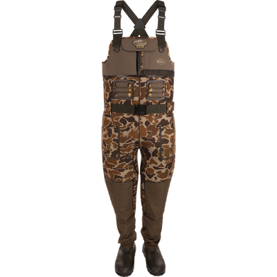 Buckshot Eqwader 1600 Neoprene Wader 3.0 with reinforced seams, Hydro-Flex knees, and Buckshot Mud boots, designed for durable waterfowl hunting.