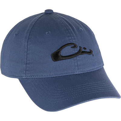 A low-profile cotton twill cap with a contoured bill and brass buckle back strap. Ideal for everyday wear.