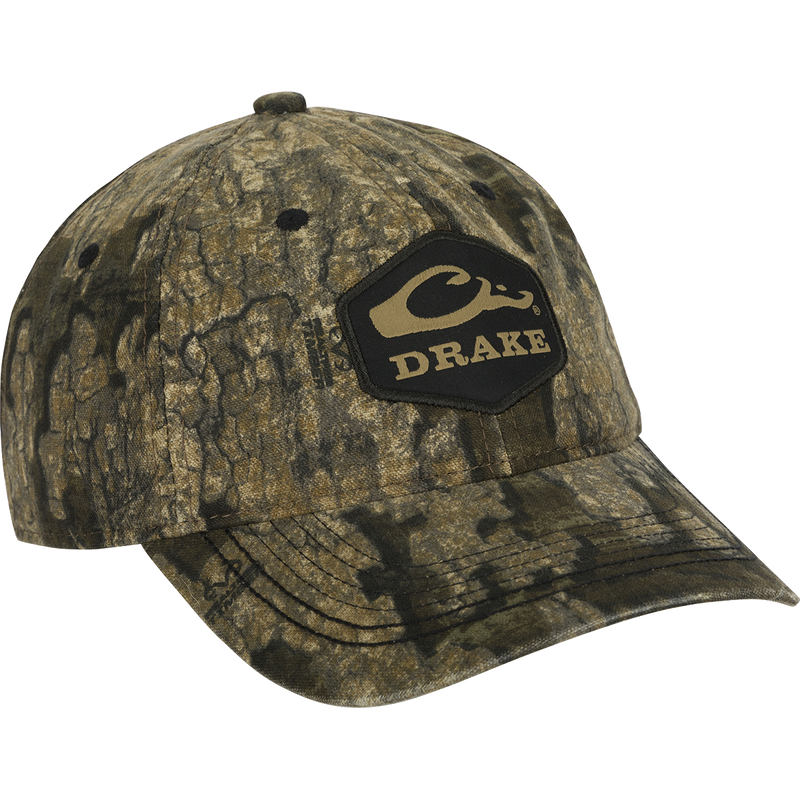 Camo Cotton Twill Hex Patch Cap - Realtree: A low-profile, unstructured hat with a logo patch. Perfect for outdoor adventures!
