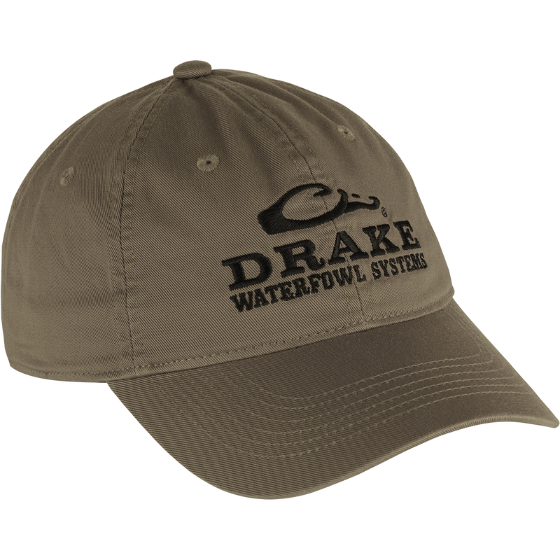 Cotton Twill Systems Cap - A low-profile hat made of 100% cotton twill. Features a contoured bill and brass buckle backstrap for a snug fit. Stay cool and stylish with this cap from Drake Waterfowl.