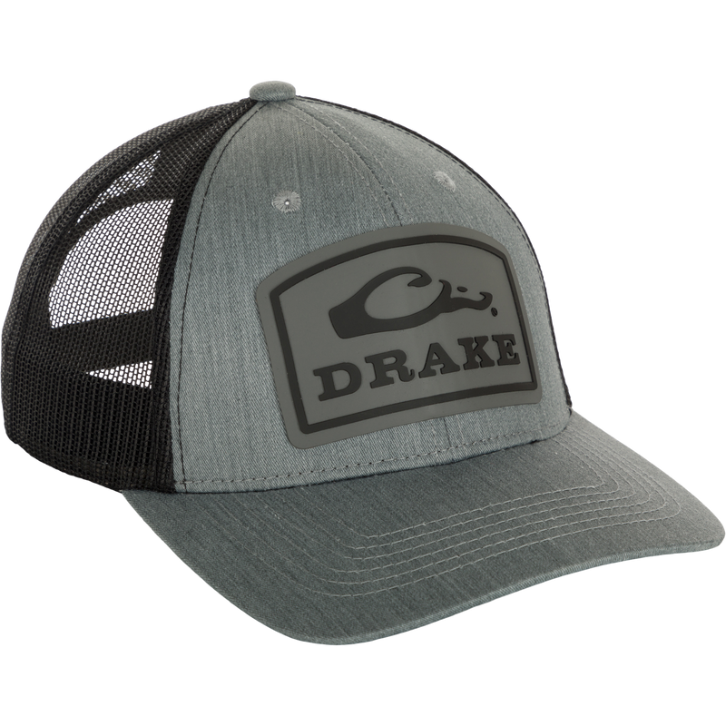 Drake Badge Logo Mesh Cap - A stylish cotton blend cap with a polyester mesh back. Features a 6 panel structured crown, pre-curved visor, and adjustable snap back closure.