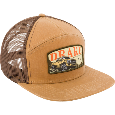 Drake X Lost Hat Ranchero Mesh Back Rope Cap featuring a DRAKE patch with off-road truck illustration, mesh back, and snapback closure.