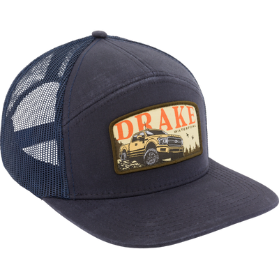 Drake X Lost Hat Ranchero Mesh Back Rope Cap featuring a truck illustration patch, mesh panels for ventilation, and a durable cotton-poly blend.