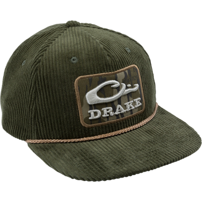 OG Bottomland Patch Cord Rope Hat featuring an unstructured mid-crown design with a camo patch and rope detail, ideal for stylish outdoor adventures.